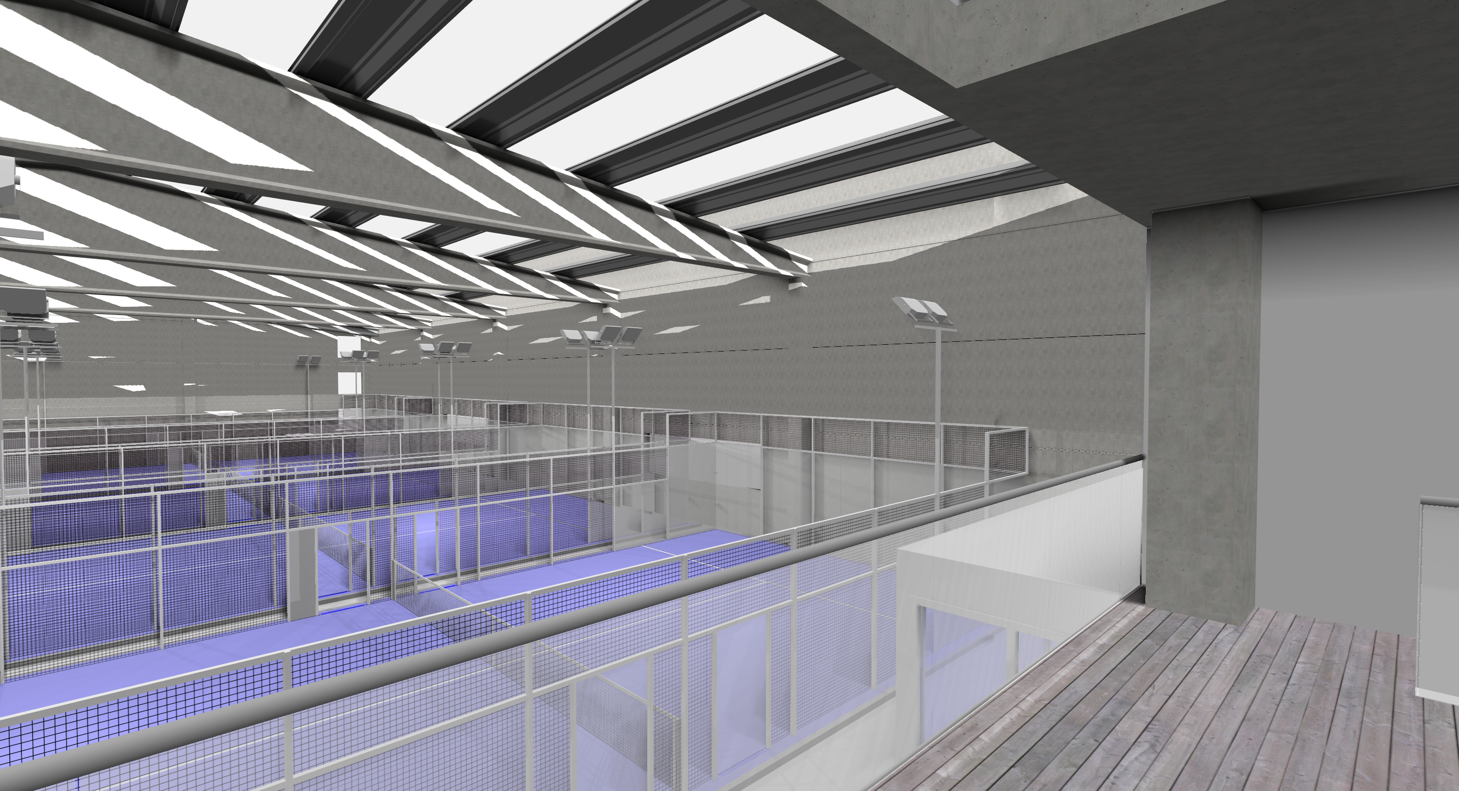 Pistas de pádel indoor - Instalación deportiva - Estudio de arquitectura en Madrid especializado en viviendas e instalaciones deportivas